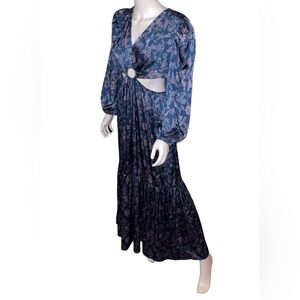 Almia Blue & Pink Floral Maxi Dress NWT P2P 15”